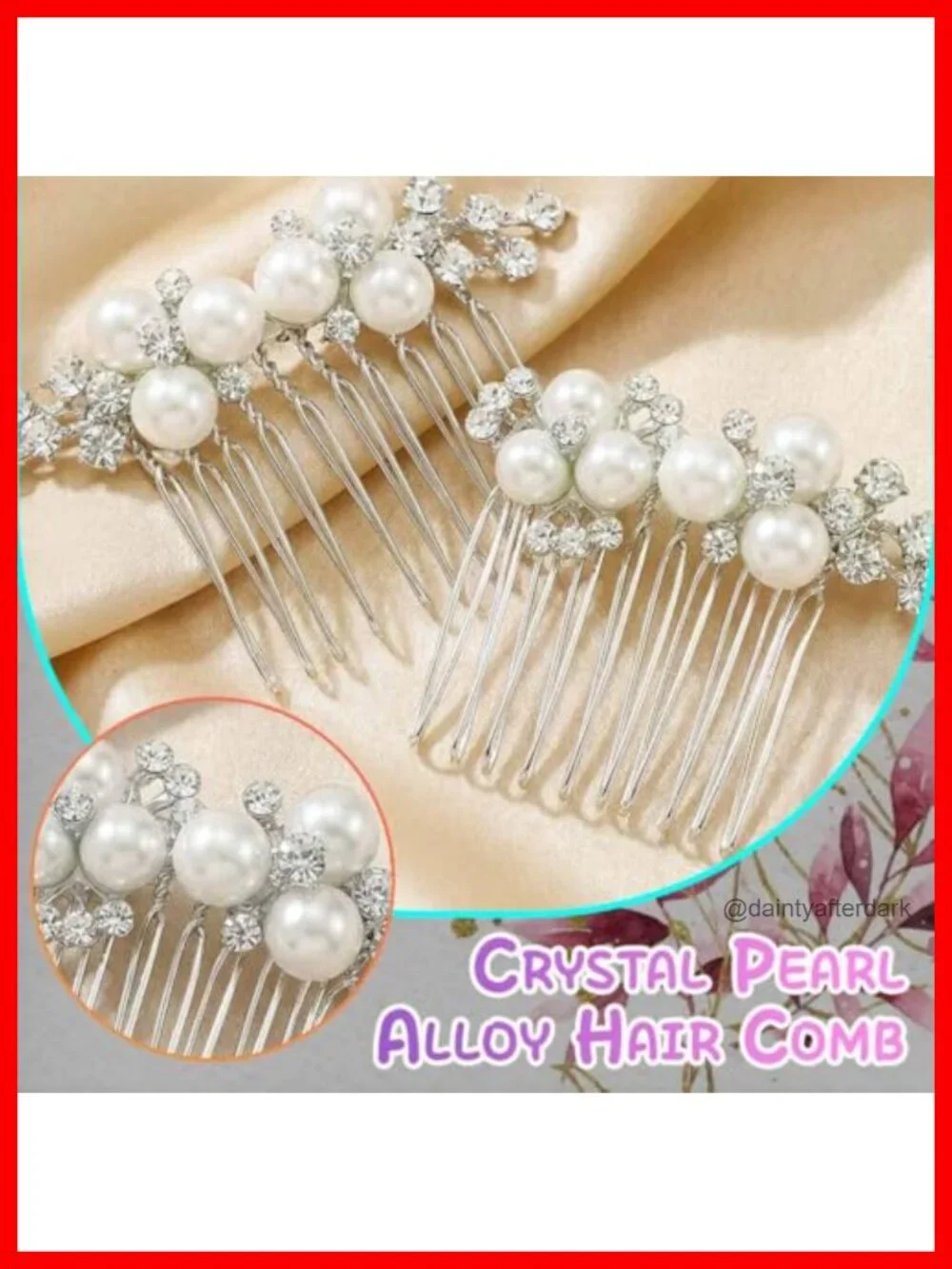 Pearl Rhinestone Hair Comb Wedding Bridal Hair Accessory 2 Pcs